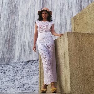 White pants romper